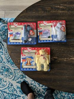 Rare TY Teenie Beanie Babies American Trio Libearty Lefty Righty New McDonalds
