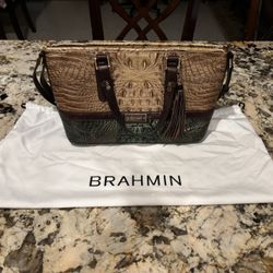 Brahmin Mini Asher Tri Color Leather Tote