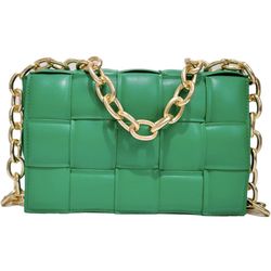 Green Gold Chain Strap Purse 