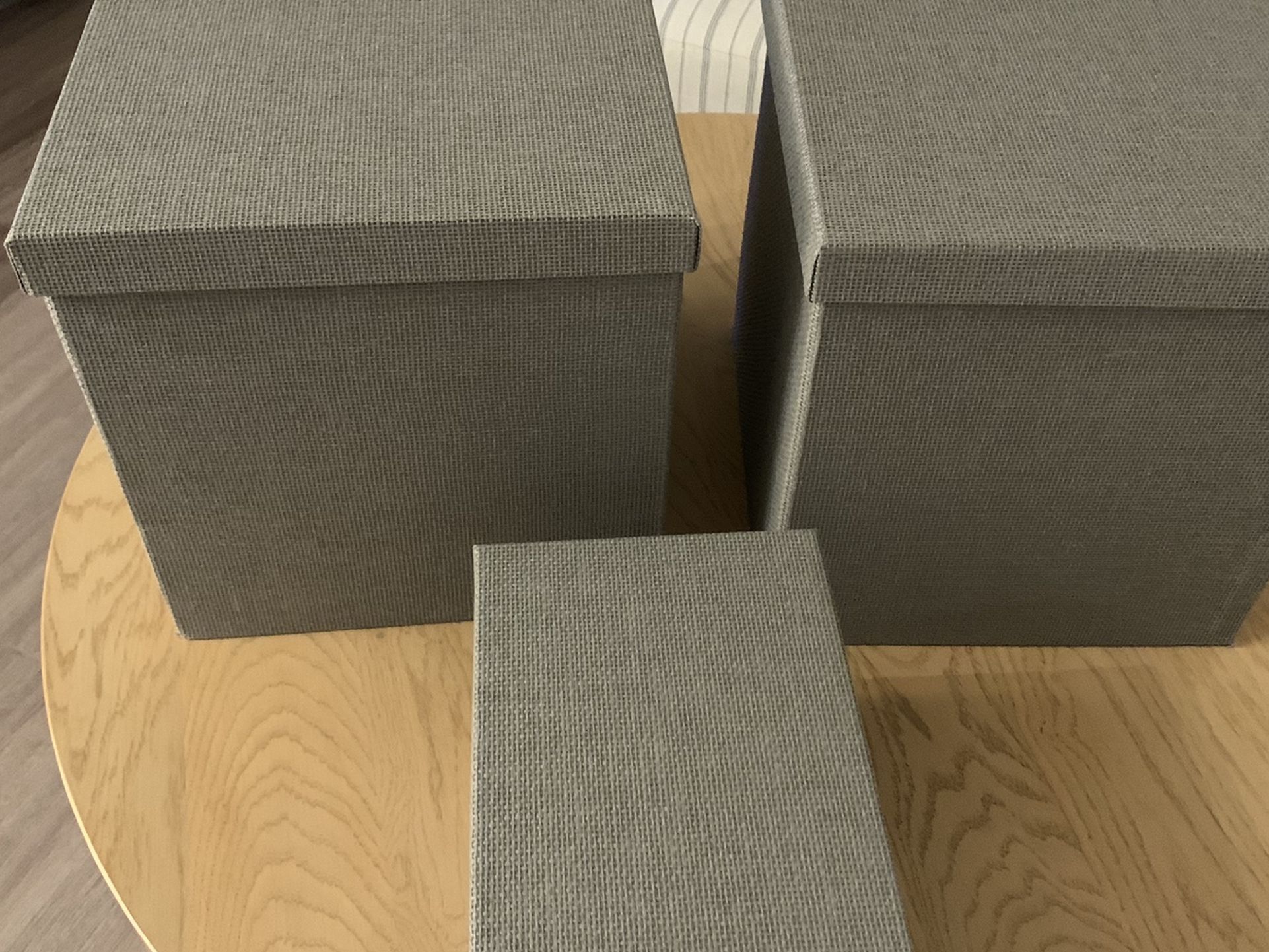 Set of 3 Gray Container Store Storage Boxes