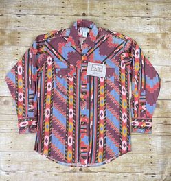 NWT Tru-West Rockmount Ranch Wear Custom Fitted Aztec Print Pearl Snap Western S