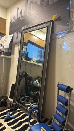 Full body mirror. 5 ft 6 in. Grey border  Leaner Mirror