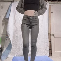 Express Skinny Mid Rise Grey Wash Size 2