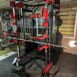 Smith Machine 200 | Adjustable Bench | 245lb Cast Iron Olympic Weights | 7ft Olympic Bar | Fitness | Gym Equipment | FREE DELIVERY/INSTALLATION 🚚 🛠️