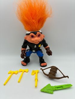 Vintage 1992 Hasbro Battle Trolls Officer PaTroll Police Figure & accessories