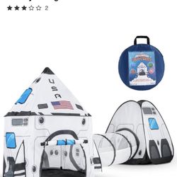 Joyfy Kids Play Tunnel Tent Indoor Outdoor White Spaceship Pop Up Tent