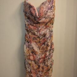 TOP 10  strapless floral mini dress size  L