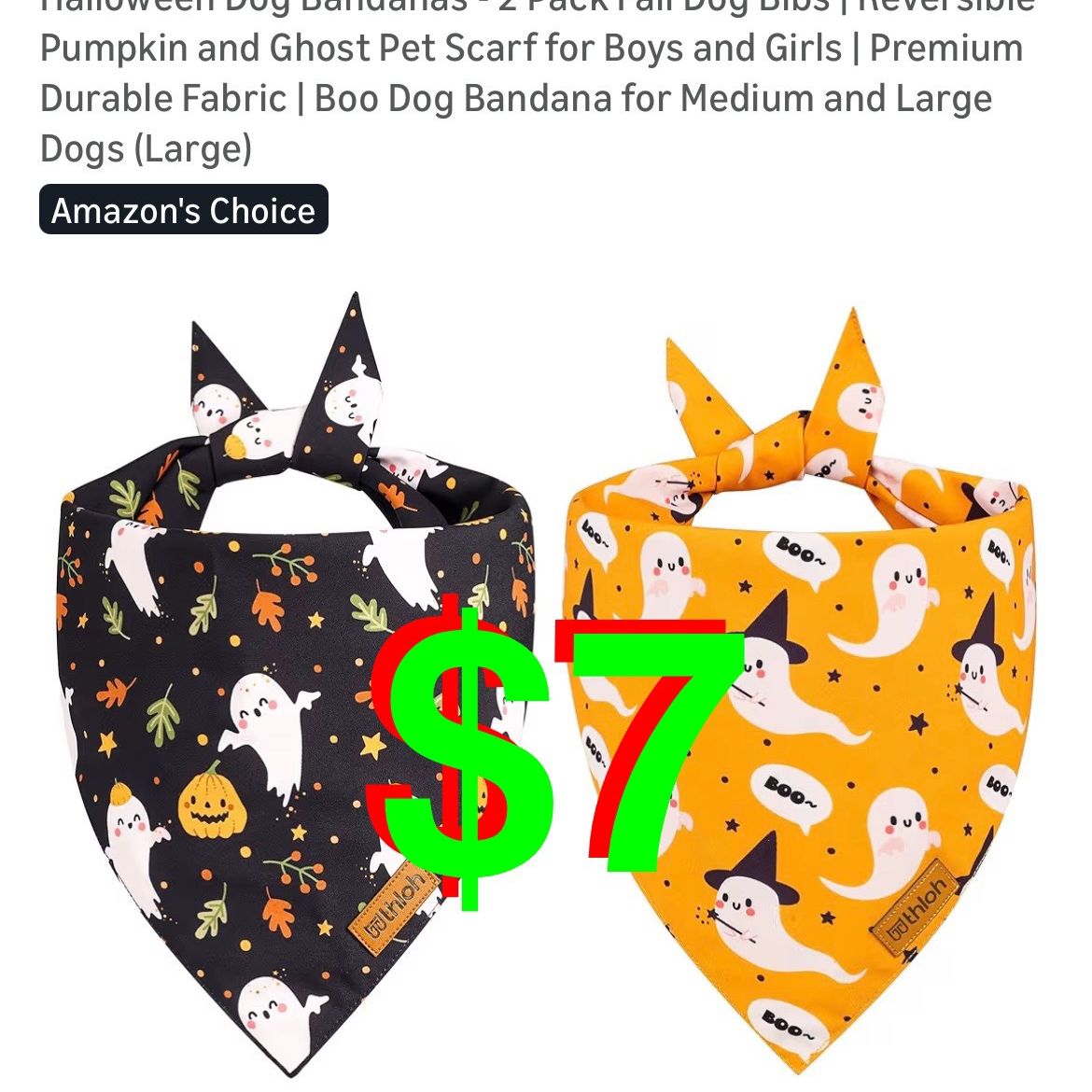 Halloween Dog Bandanas - 2 Pack Fall Dog Bibs | Reversible Pumpkin and Ghost Pet Scarf for Boys and Girls | Premium Durable Fabric | Boo Dog Bandana f
