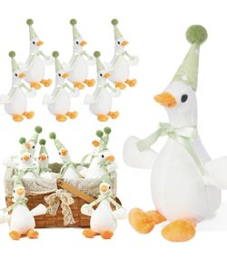 12 Pcs Silly Goose Plush Stuffed Animal, Green Adopt a Goose ,One Silly Goose Birthday Decor,with Birthday Hat, Baby Shower Party Favor for Boys Girls
