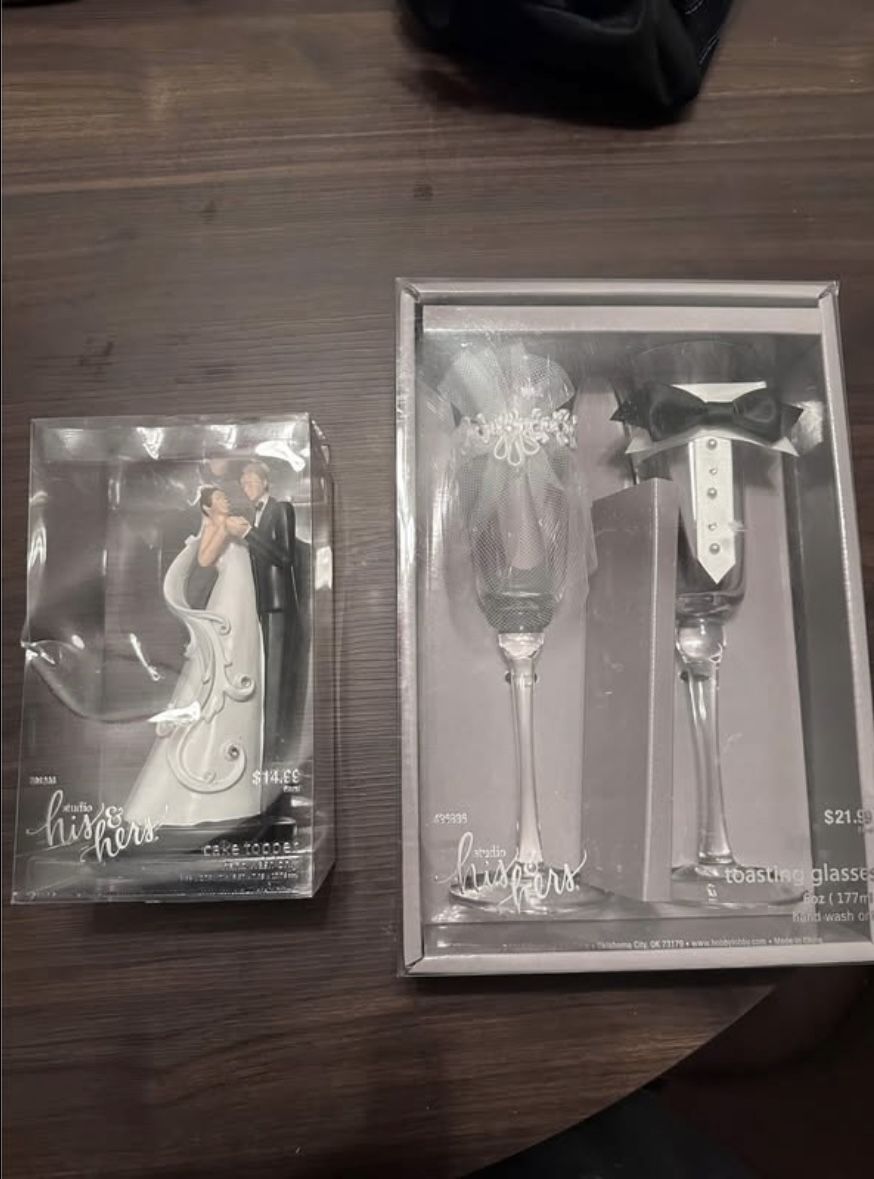 Wedding Cake Topper & Glasses