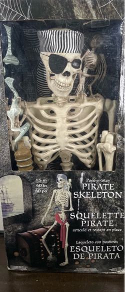 Crazy Bonez Life Size Halloween 60" Pirate Pose-N-Stay Skeleton - W/ Box