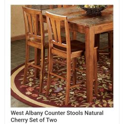 Set Of 2 Wooden Coutner Stools