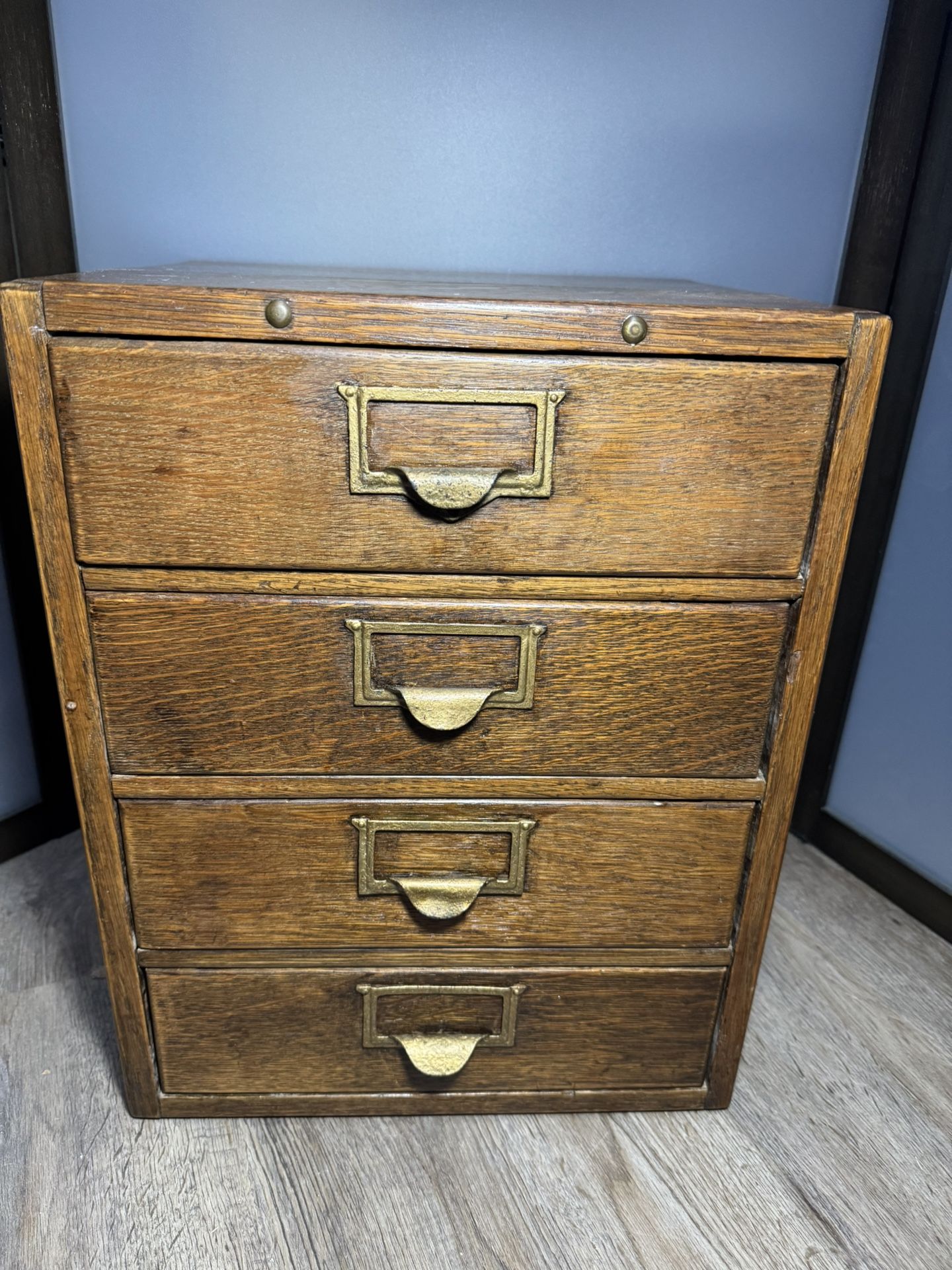 Antique Oak 4 Drawer File Cabinet