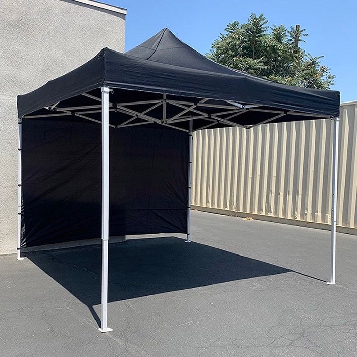 (NEW) $120 Heavy-Duty 10x10 FT Canopy with (1 Sidewall) EZ PopUp Party Tent w/ Carry Bag (Red, Blue)
