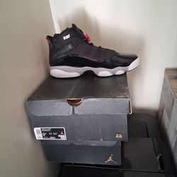 Jordan 6 Rings, Black/ Fire Red-white