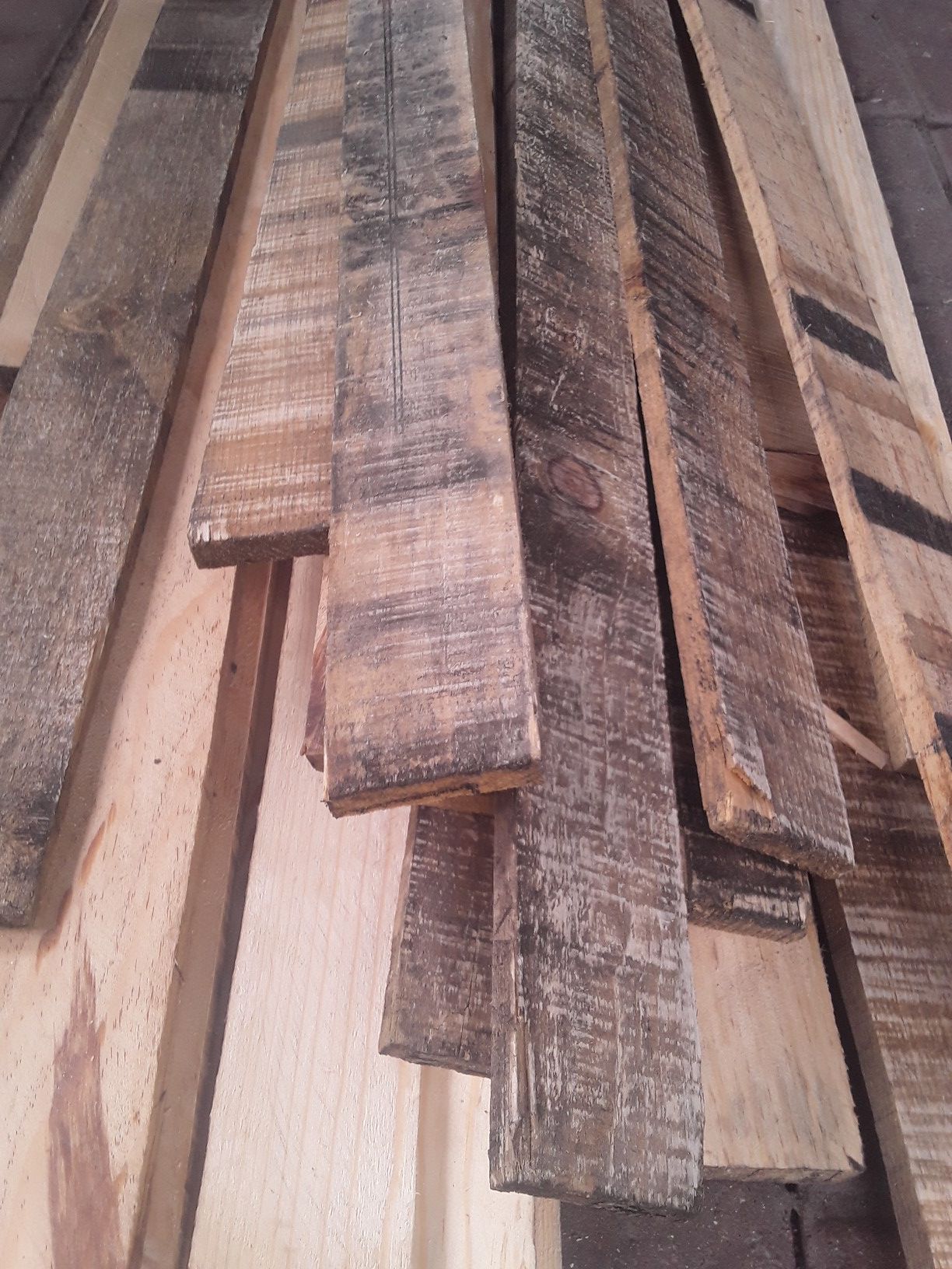 Reclaimed lumber, accent wall planks