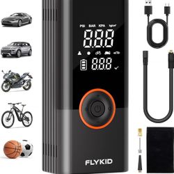 Tire Inflator Portable Air Compressor - 150PSI Digital Air Pump for Car Tires, Fast Inflation for SUV/Motorcycle/Bicycle, LED Light, Rechargeable Batt