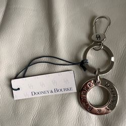 Dooney & Bourke Silver Tone Logo Ring Keychain Bag Charm