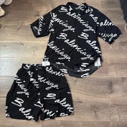 Black and white cursive Balenciaga set