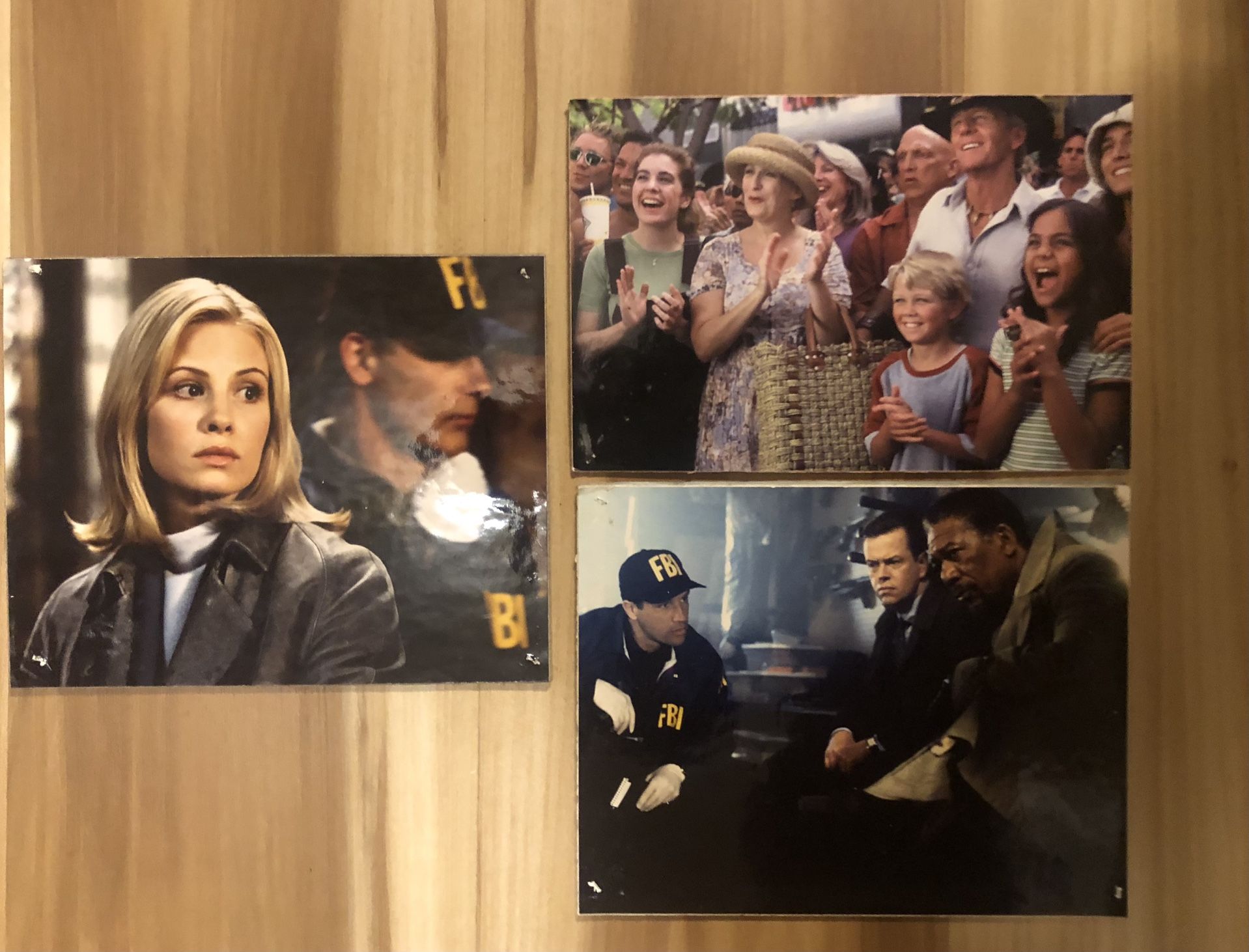 3 Vintage Glossy Movie Theater Scene Photo Boards Crocodile Dundee & I Think Along Came a Spider-NYC Movie Theater Used For Coming Attractions-9x7” &