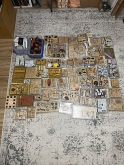 Wooden Rubber Craft Stamp Collection