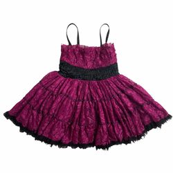 Oh! La La! Girls Couture Dress Size 6 Lace Tutu Magenta Boutique Full Skirt  Cotton blend band top on interior with cotton tee style skirt lining  Uns