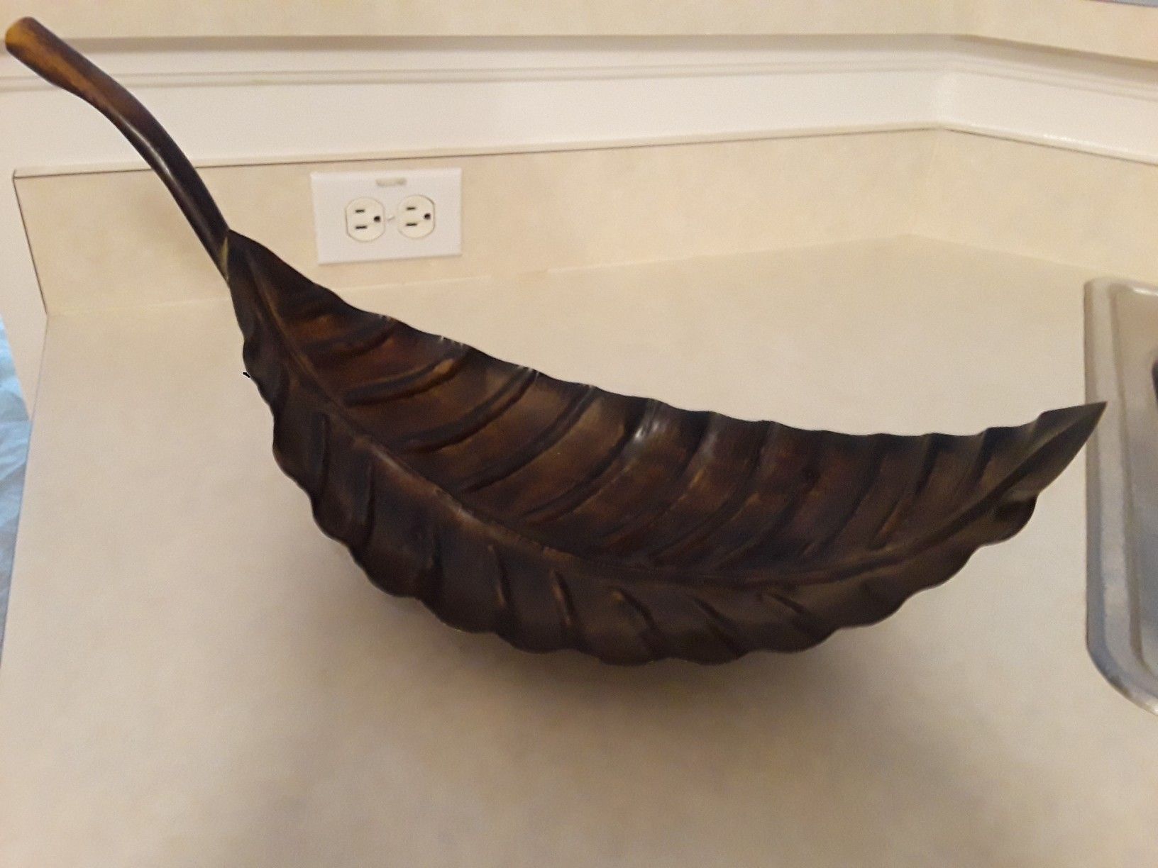 Metal fruit boat / HUGE candy dish, 19" long - $14
