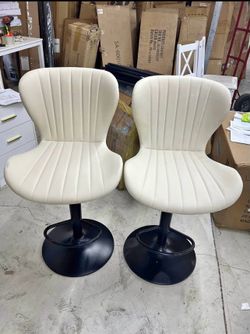 Bar Stools Set of 2, Leather Adjustable Barstools Counter Height Modern Bar Stools, Island Chairs Se