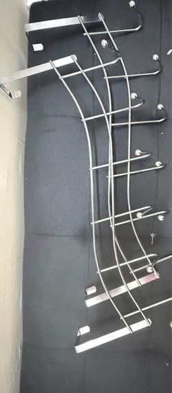 2 Chrome Metal Over-the-Door Hook Rack