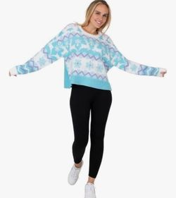 Ugly Christmas Sweater With Reindeer & Snowflake Design By 33 Degrees XL 