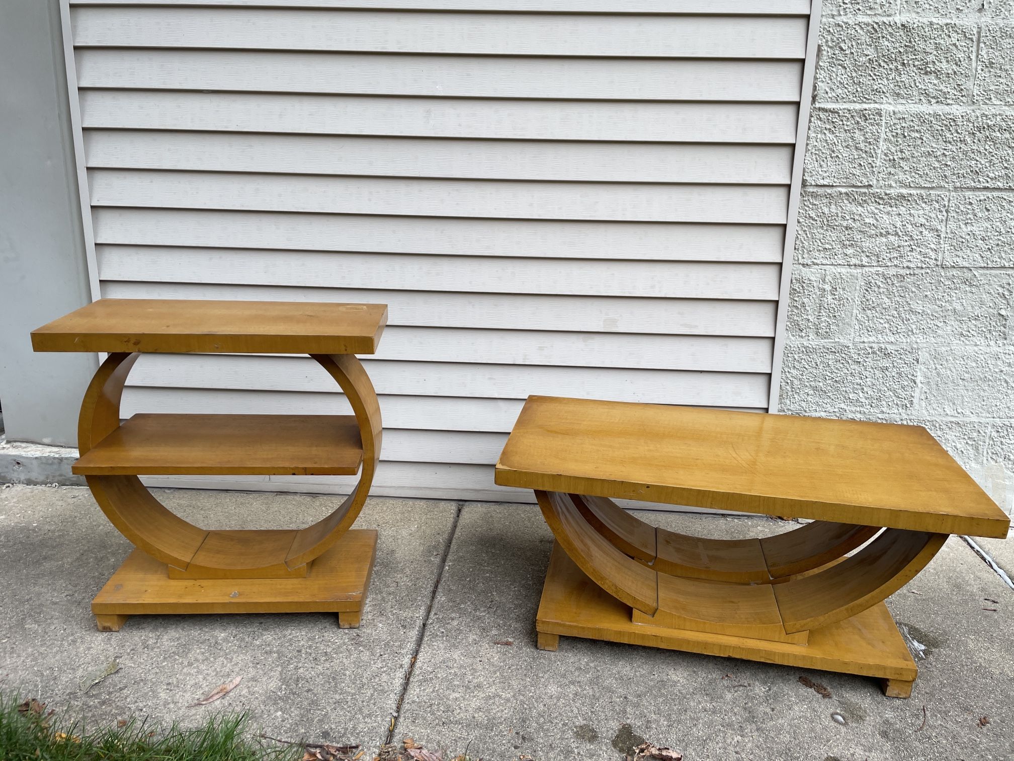 Vintage Set Of 2 Solid Wood Tables
