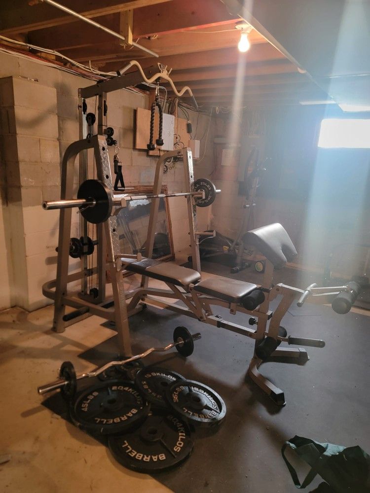 Gym Bench Rack Barbell Weight Set w/ 315lbs - Deliver & install
