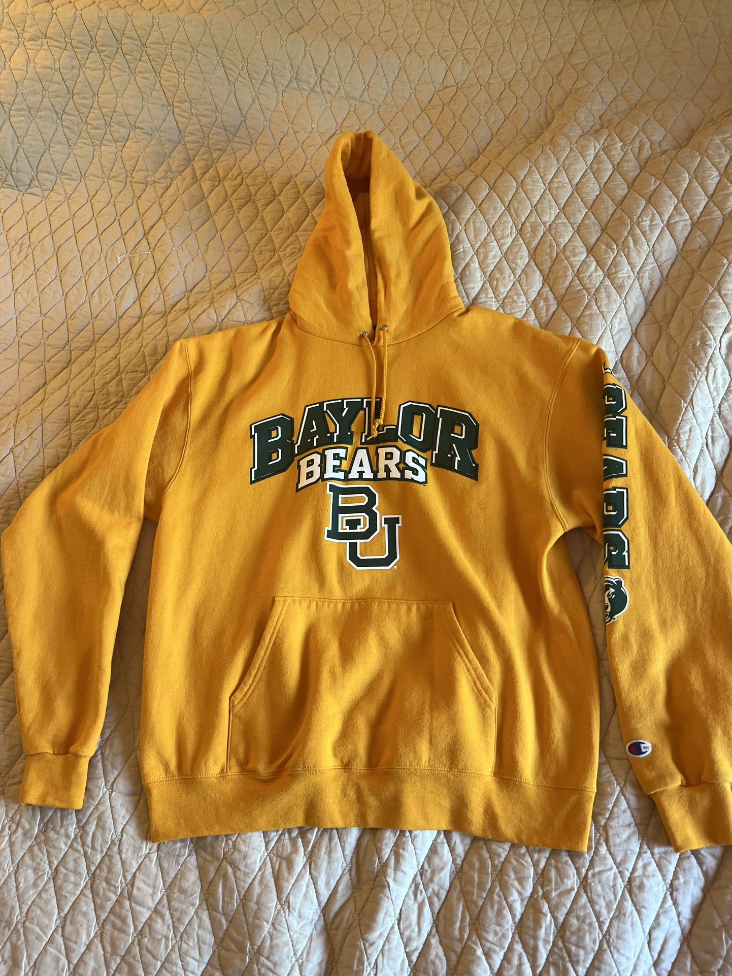 Vintage Champion Baylor University Bears yellow hoodie sweatshirt - large 