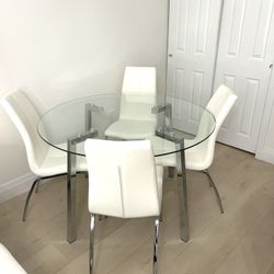 Round Glass Dining Table Set