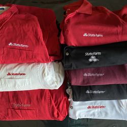 Size 2XL - “State Farm” Dress Shirts - 3 LS Button Down, 3 SS & 2 LS Polo Shirts