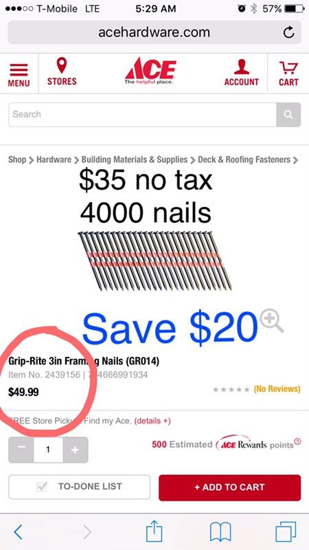 3" Framing nails save $20. Big box 4000pcs