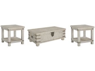 Carynhurst White Wash Gray Coffee Table and 2 End Tables (Online Special Price)