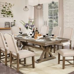 🔥 SPECIAL OFFER 🔥 Brand New Rustic Oak 9pc Dining Table Set