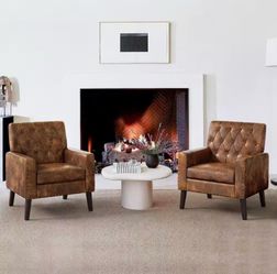 2X Brown faux leather accent chairs