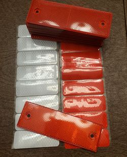 Red Rectangular Reflectors and Reflective Stickers