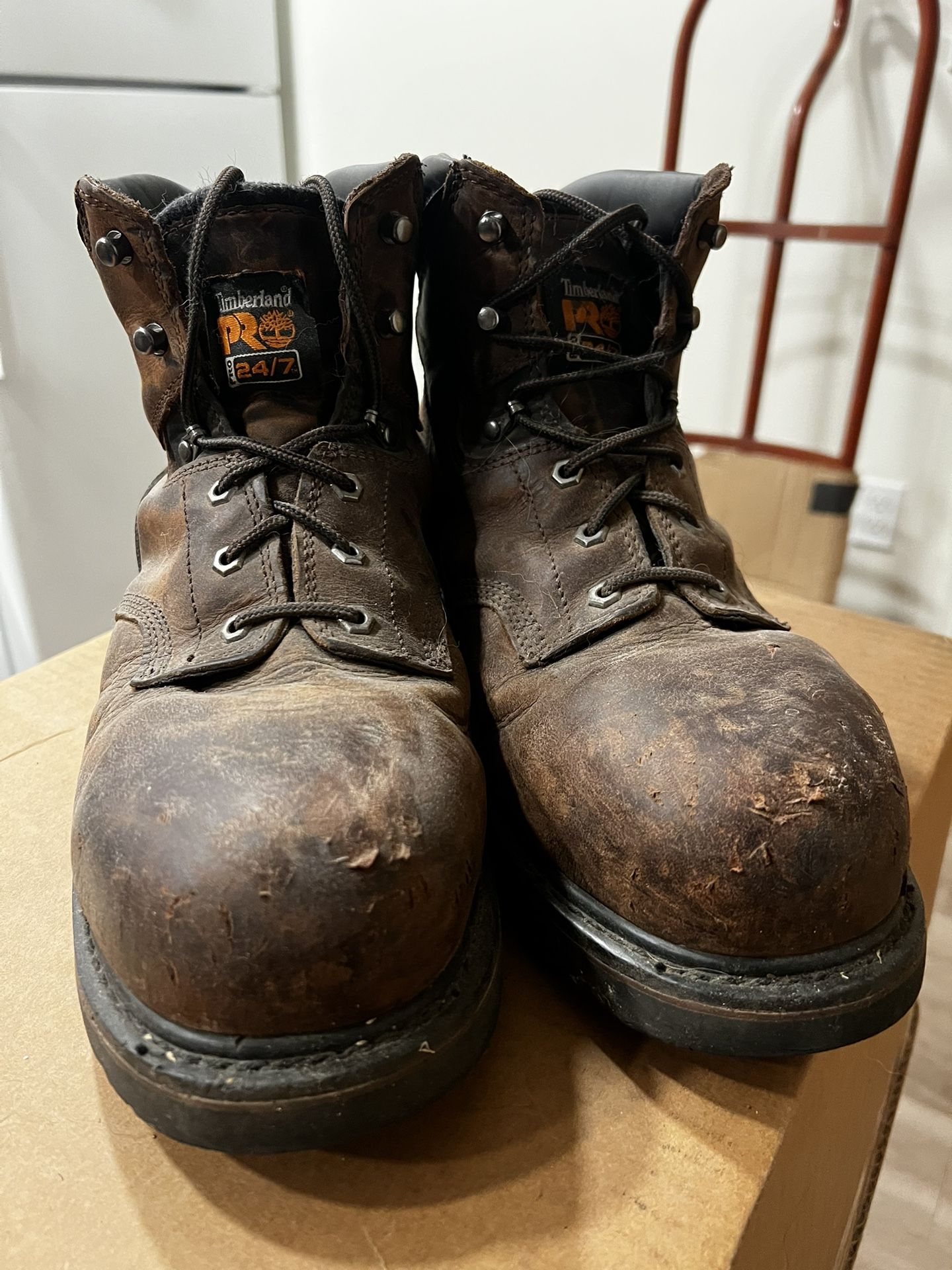 Used Timberland Pro Brown Leather Boots W/ Steel Toe