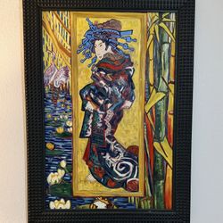 🌸 Elegant Japanese Geisha Wall Art – Large Framed Painting 30” x 40”