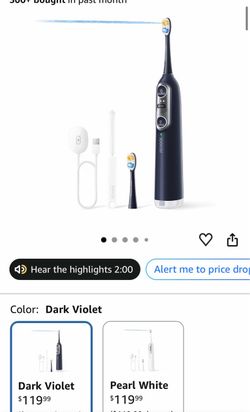 Soocas NEOS II Electric Toothbrush with Water Flosser Combo, Dark Violet 2-in-1 brushing and flossing for daily gum care and braces, space-saving, 30-