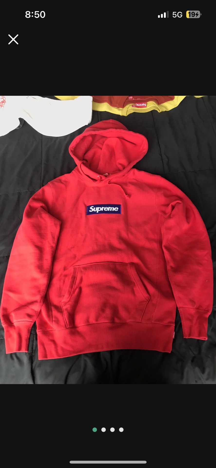 SUPREME FW17 RED BOGO HOODIE MEDIUM