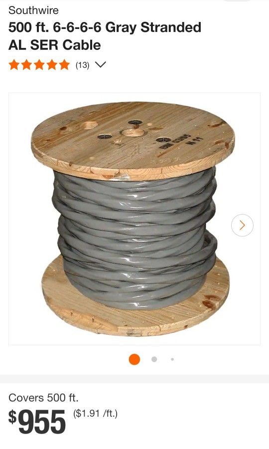 Southwire 500 ft. 6-6-6-6 Gray Stranded AL SER Cable