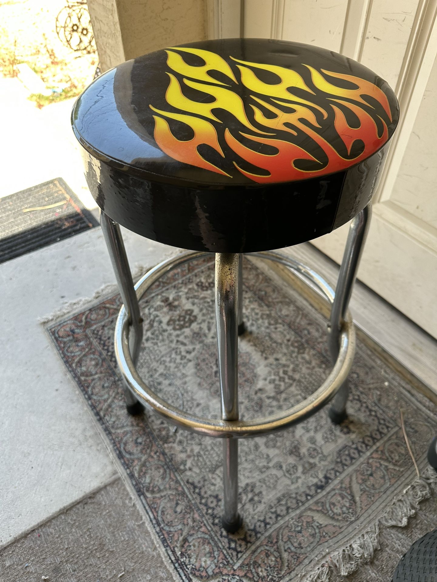 Flaming Garage Stool