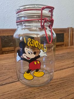 Disney Mickey Mouse Glass  Goodie/Cookie Jar