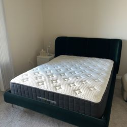 TUFJORD (dark green) Upholstered (QUEEN) bed frame + LUROY bed slates (not pictured)