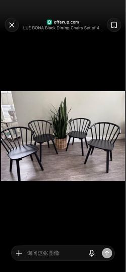LUE BONA Black Windsor Dining Chairs – Set of 4 – Curved Spindle Back – Brand New in Box
