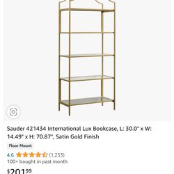 Luxe Bookcase In Satin Brass Finish -$120 With 5 Glass Layers